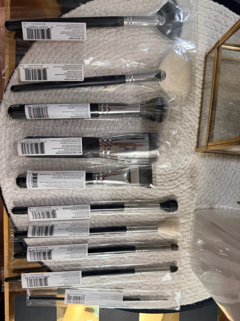 New⭐️ 10 Piece Black/Silver Morphe Makeup Brush Set & Lancôme Paris Cosmetic Bag